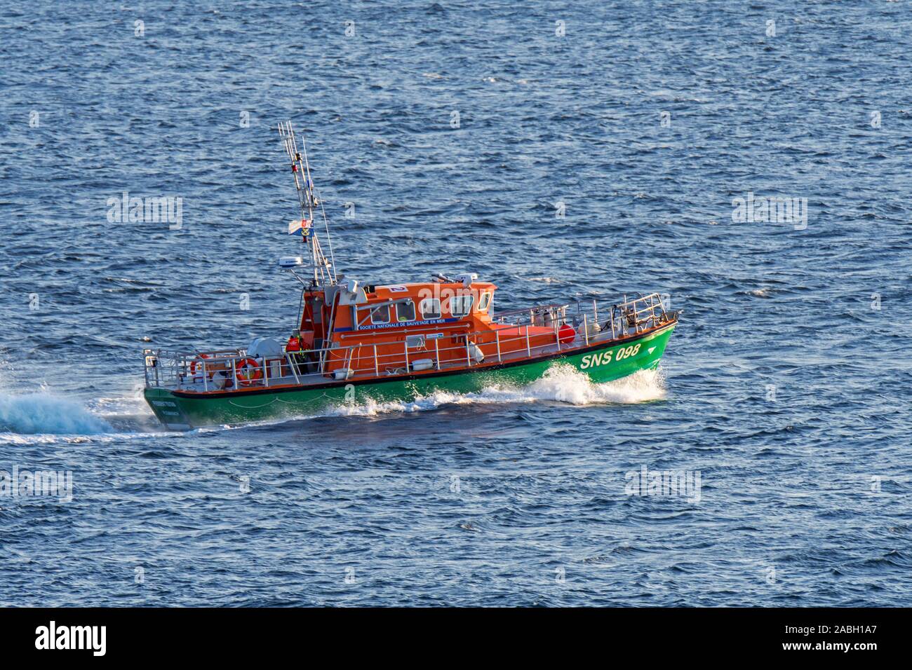 SNS098 Président Toutain, Französisch SNSM Rettung Rettungsboot bei Ploumanac'h, Côtes-d'Armor, Bretagne, Frankreich Stockfoto