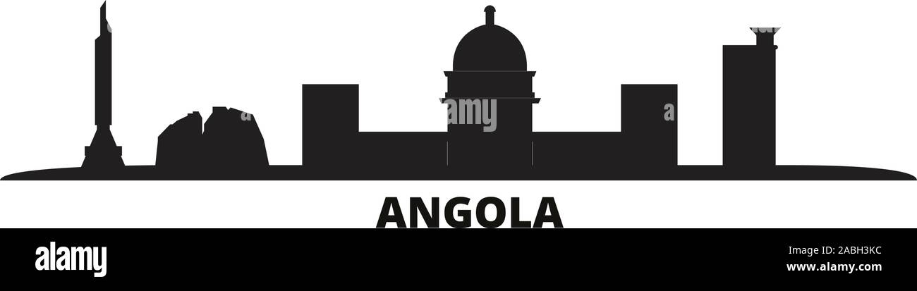Angola Skyline der Stadt isoliert Vector Illustration. Angola reisen Stadtbild mit Referenzmarken Stock Vektor