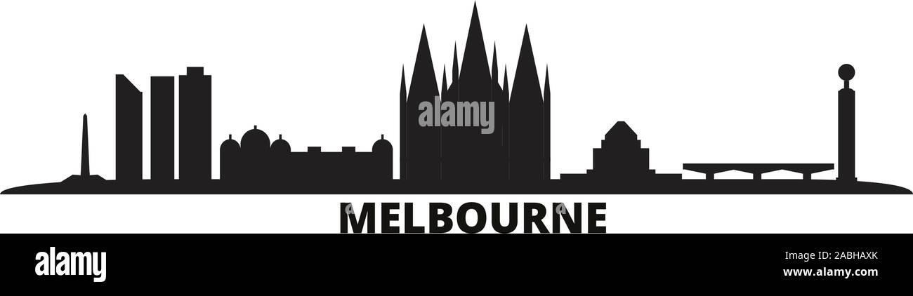 Australien, Melbourne Skyline der Stadt isoliert Vector Illustration. Australien, Melbourne reisen Stadtbild mit Referenzmarken Stock Vektor