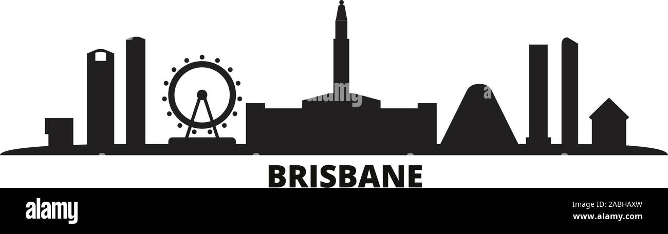 Australien, Brisbane Skyline der Stadt isoliert Vector Illustration. Australien, Brisbane reisen Stadtbild mit Referenzmarken Stock Vektor