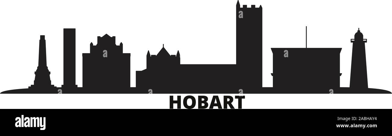 Australien, Hobart Skyline der Stadt isoliert Vector Illustration. Australien, Hobart reisen Stadtbild mit Referenzmarken Stock Vektor