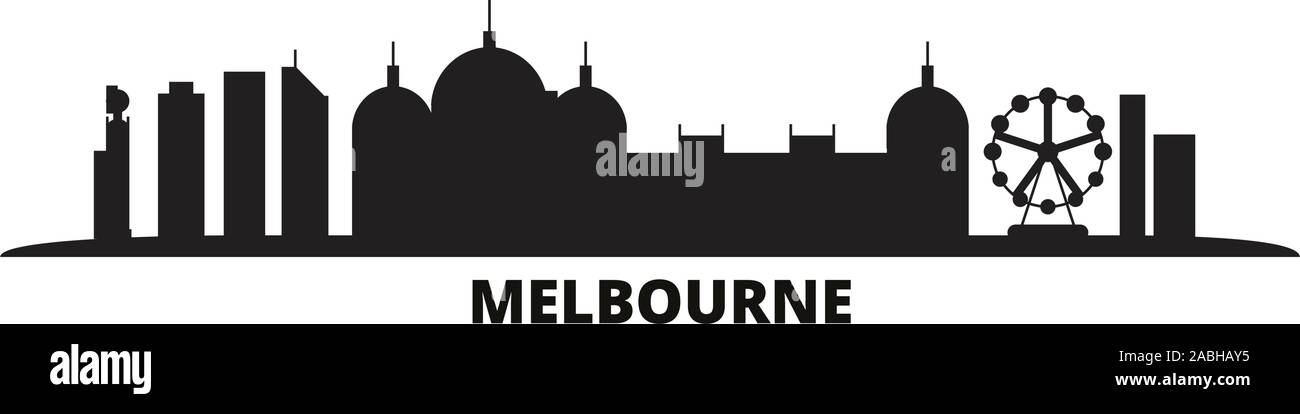 Australien, Melbourne City Skyline der Stadt isoliert Vector Illustration. Australien, Melbourne City travel Stadtbild mit Referenzmarken Stock Vektor