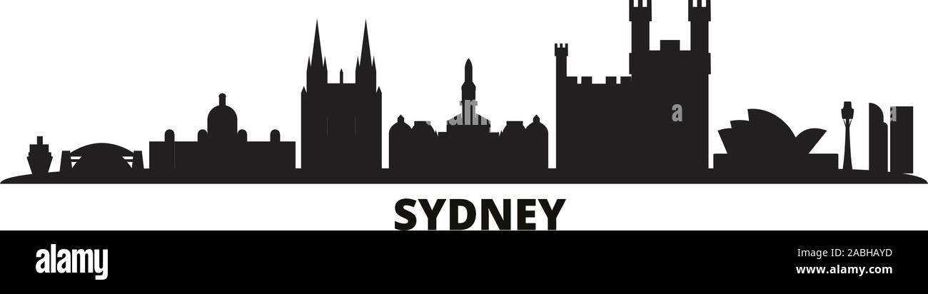 Australien, Sydney Skyline der Stadt isoliert Vector Illustration. Australien, Sydney reisen Stadtbild mit Referenzmarken Stock Vektor