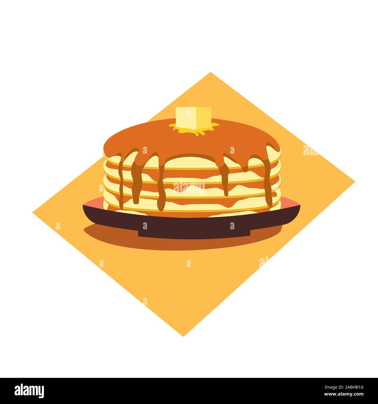 Pfannkuchen mit Butter und Sirup flache Vektor-Symbol Stock Vektor