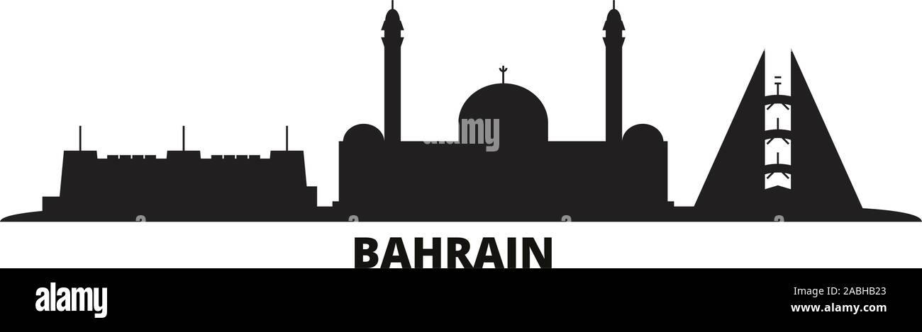 Bahrain Skyline der Stadt isoliert Vector Illustration. Bahrain reisen Stadtbild mit Referenzmarken Stock Vektor