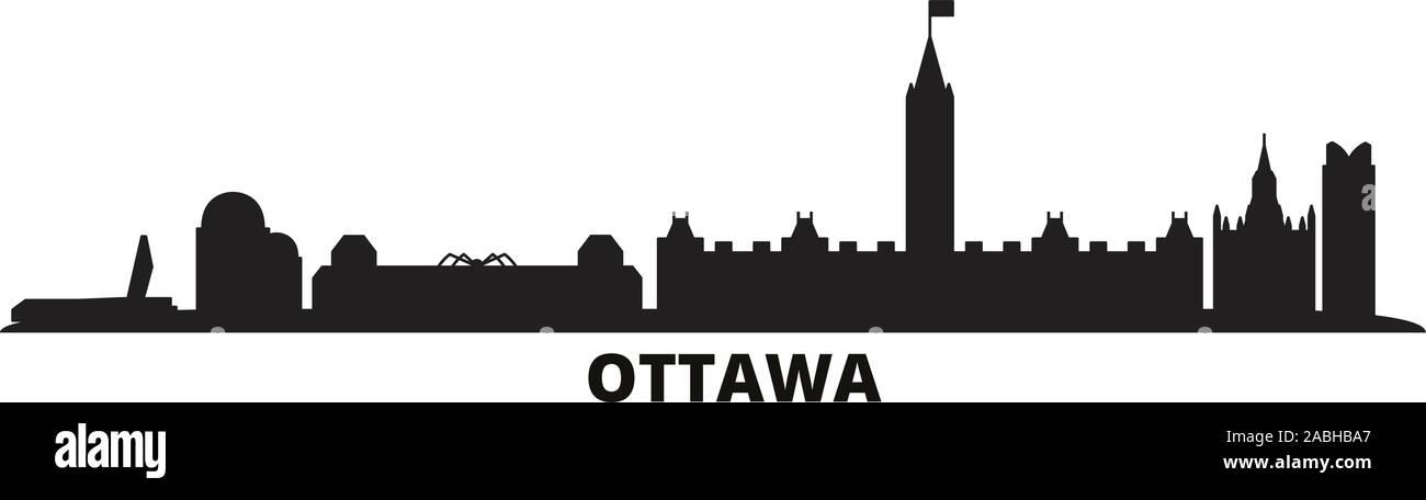 Kanada, Ottawa City Skyline isoliert Vector Illustration. Kanada, Ottawa, Reisen Stadtbild mit Referenzmarken Stock Vektor