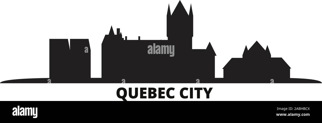 Kanada, Quebec City Skyline der Stadt isoliert Vector Illustration. Kanada, Quebec City travel Stadtbild mit Referenzmarken Stock Vektor