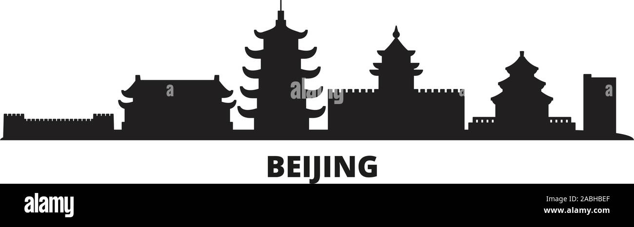 China, Peking Skyline der Stadt isoliert Vector Illustration. China, Peking reisen Stadtbild mit Referenzmarken Stock Vektor
