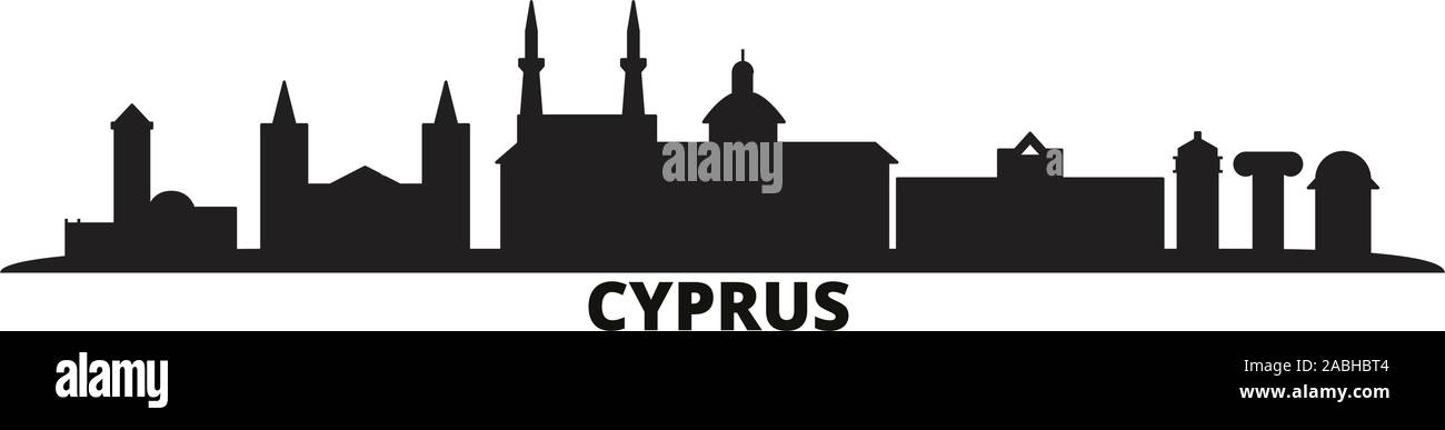 Zypern Skyline der Stadt isoliert Vector Illustration. Zypern reisen Stadtbild mit Referenzmarken Stock Vektor
