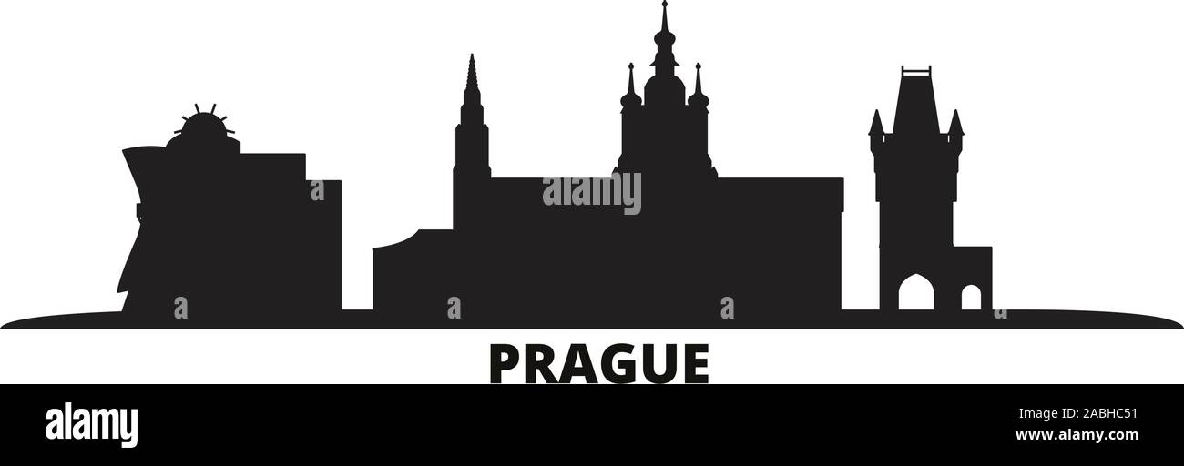 Tschechische Republik, Prag City Skyline der Stadt isoliert Vector Illustration. Tschechische Republik, Prag reisen Stadtbild mit Referenzmarken Stock Vektor