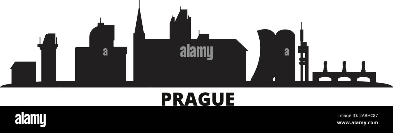 Tschechische Republik, Prag, die Skyline der Stadt isoliert Vector Illustration. Tschechische Republik, Prag reisen Stadtbild mit Referenzmarken Stock Vektor