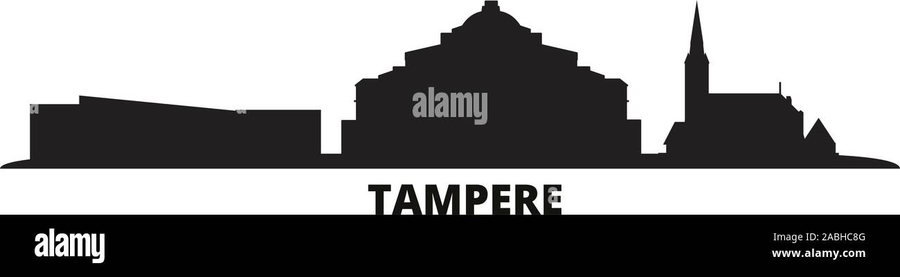 Finnland, Tampere City Skyline isoliert Vector Illustration. Finnland, Tampere reisen Stadtbild mit Referenzmarken Stock Vektor