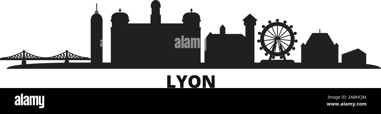 Frankreich, Lyon Skyline der Stadt isoliert Vector Illustration. Frankreich, Lyon reisen Stadtbild mit Referenzmarken Stock Vektor