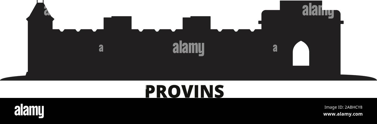 Frankreich, Provins Wahrzeichen der Skyline der Stadt isoliert Vector Illustration. Frankreich, Provins Sehenswürdigkeit reisen Stadtbild mit Referenzmarken Stock Vektor