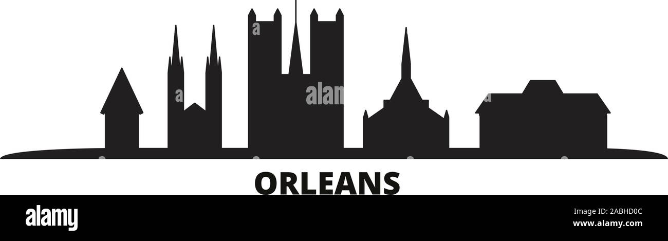 Frankreich, Orleans Skyline der Stadt isoliert Vector Illustration. Frankreich, Orleans Reise Stadtbild mit Referenzmarken Stock Vektor