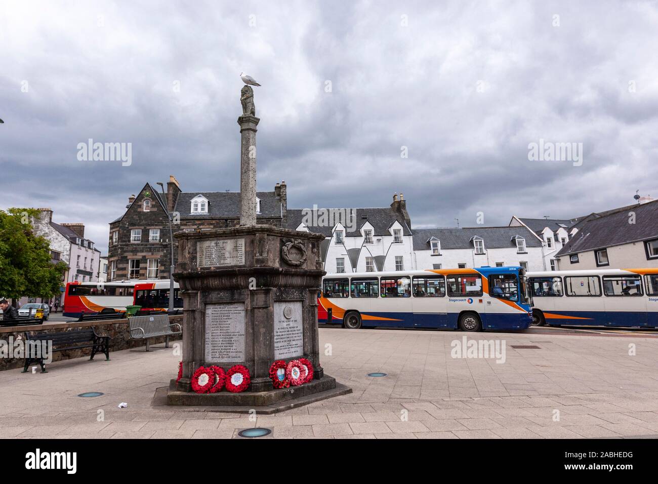 Portree Kriegerdenkmal, Somerled Square, Portree, Insel Skye, Schottland, Großbritannien Stockfoto