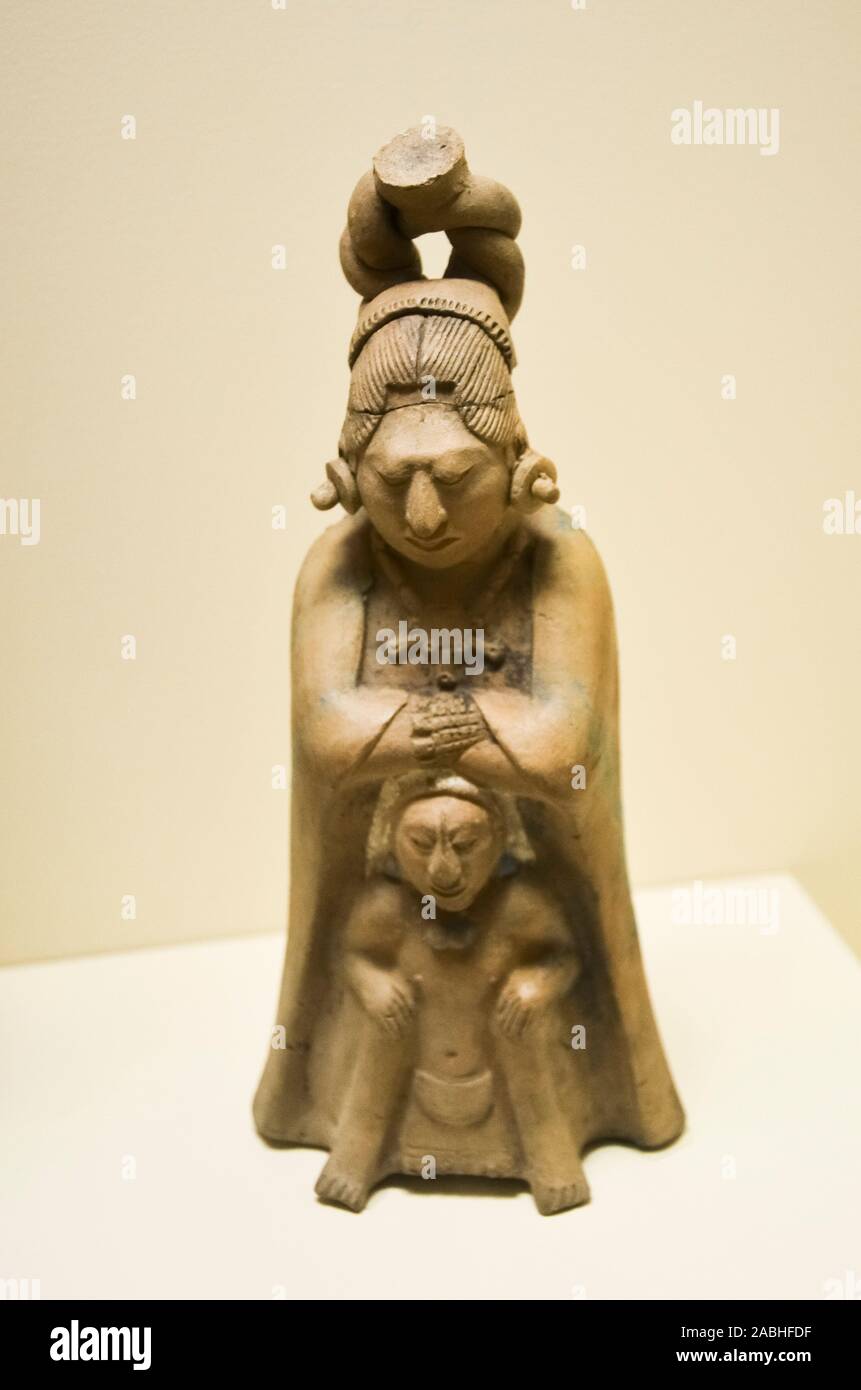 Maya anthropomorphen Keramik Figur, die am Gold Museum, in der temporären Ausstellung der Maya Gesellschaft und Zeit Stockfoto