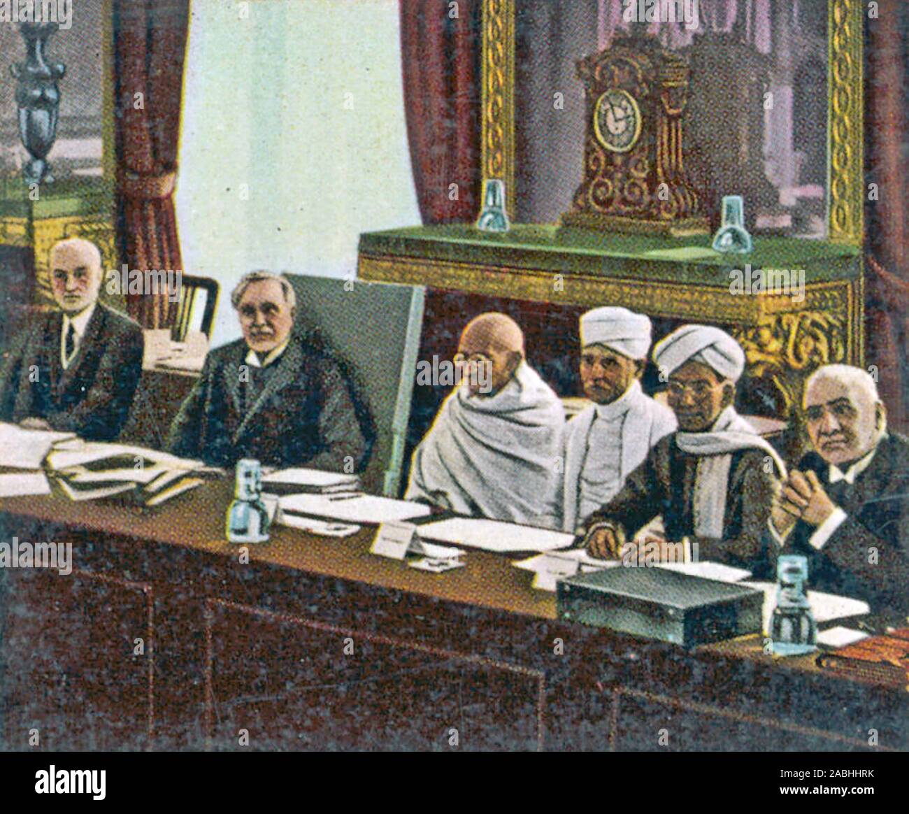 MAHATMA Gandhi (1869-1948) Während der Zweiten Round Table Konferenz in London im November 1931 Stockfoto