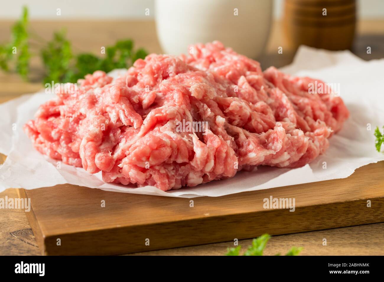 Rohe Rote organische Masse Schweinefleisch bereit zu Kochen Stockfoto