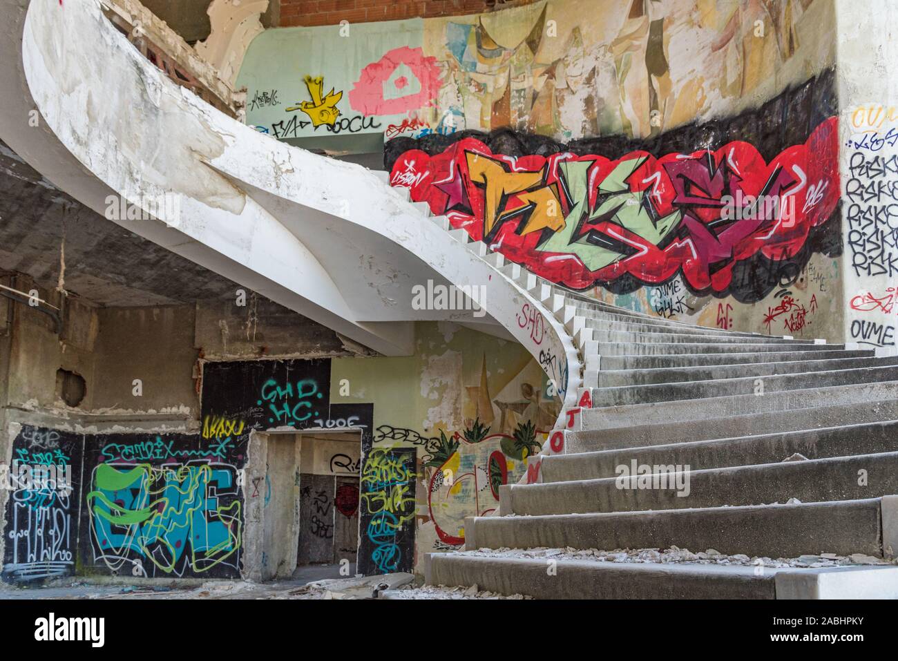 Portugal Lissabon 23.9.2018 Farbe Bild Treppe Gebäude aus Stein, das in der verlorenen Platz Gebäude Stockfoto