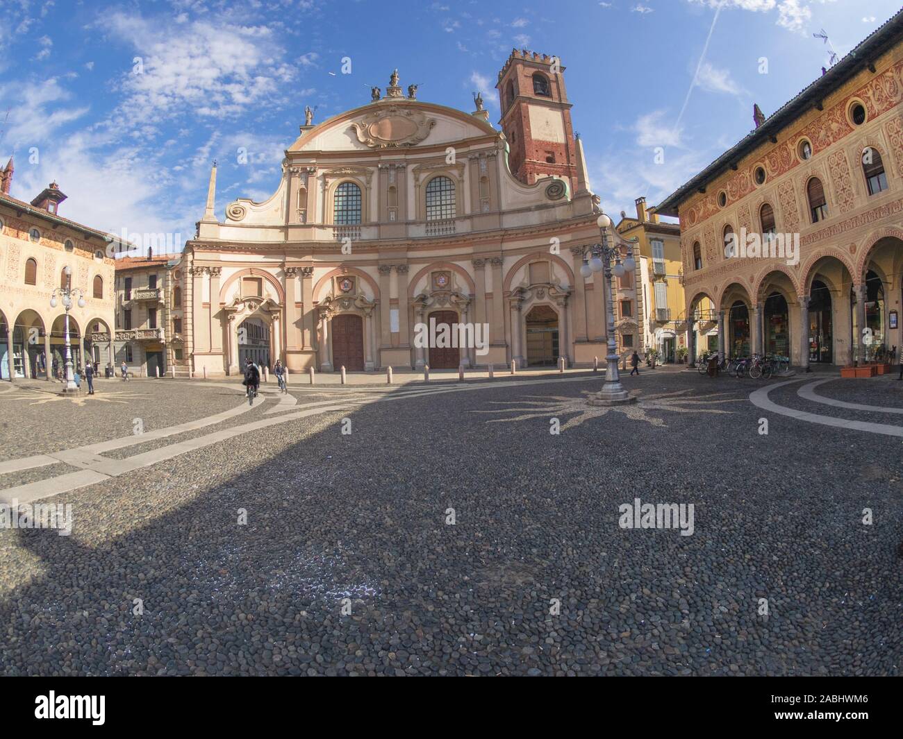 Schönen mittelalterlichen Platz von Vigevano, Italien Stockfoto