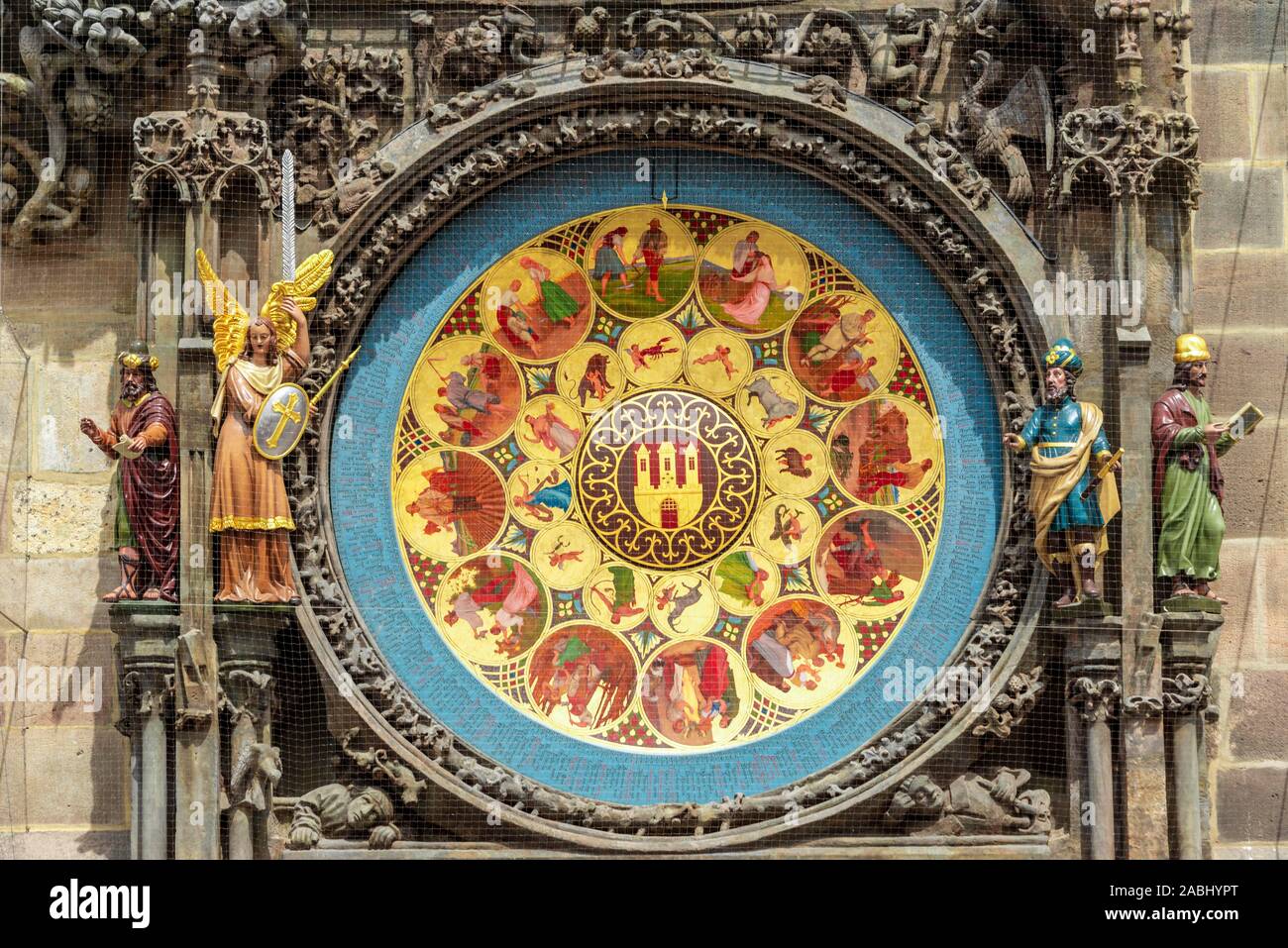 Kalender cd des Astronomische Uhr am Alten Rathaus, Altstadt, Prag, Böhmen, Tschechien Stockfoto
