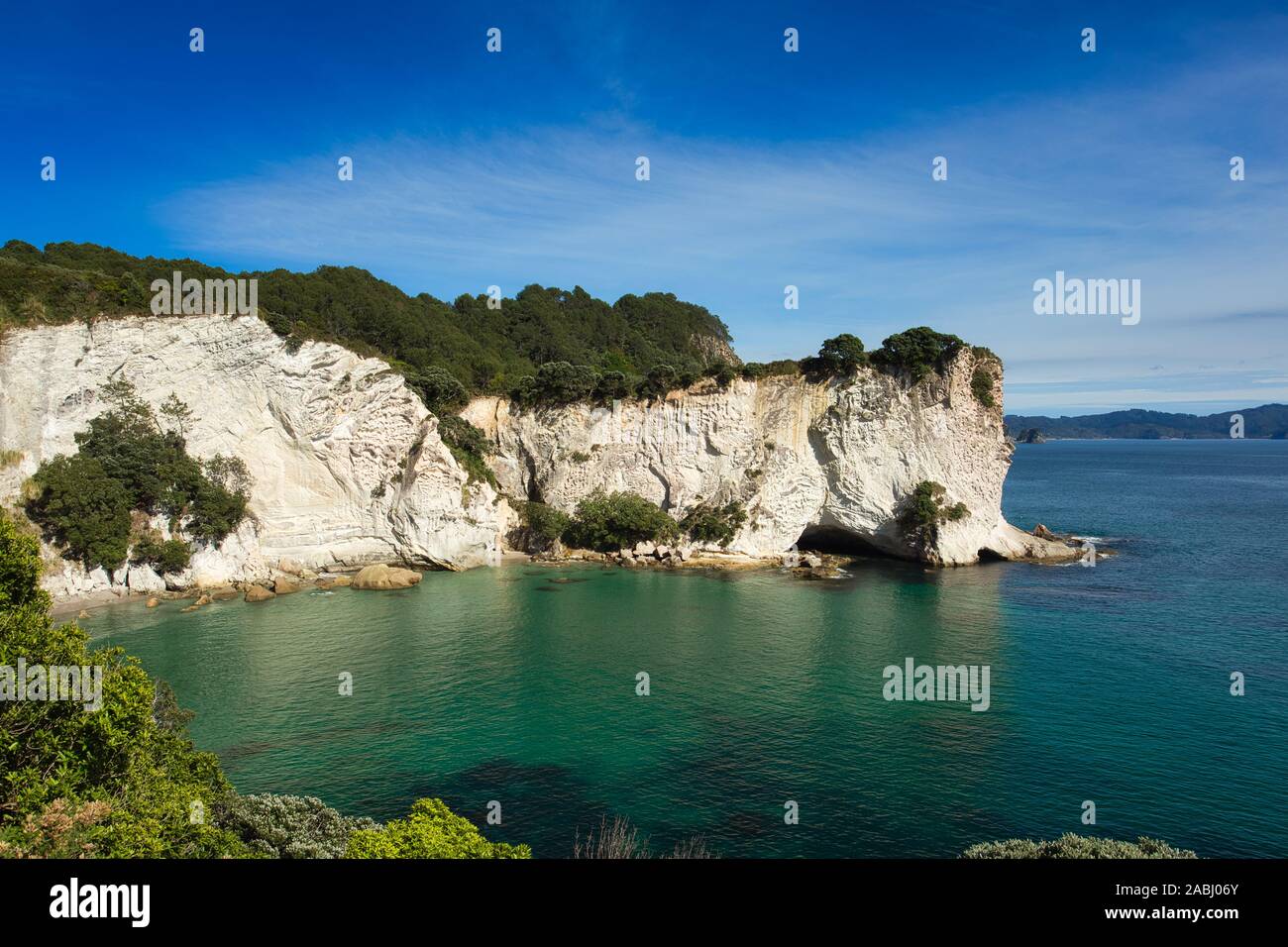 Die schöne Küste rund um Weg zur Cathedral Cove auf der Coromandel Halbinsel, Neuseeland Stockfoto