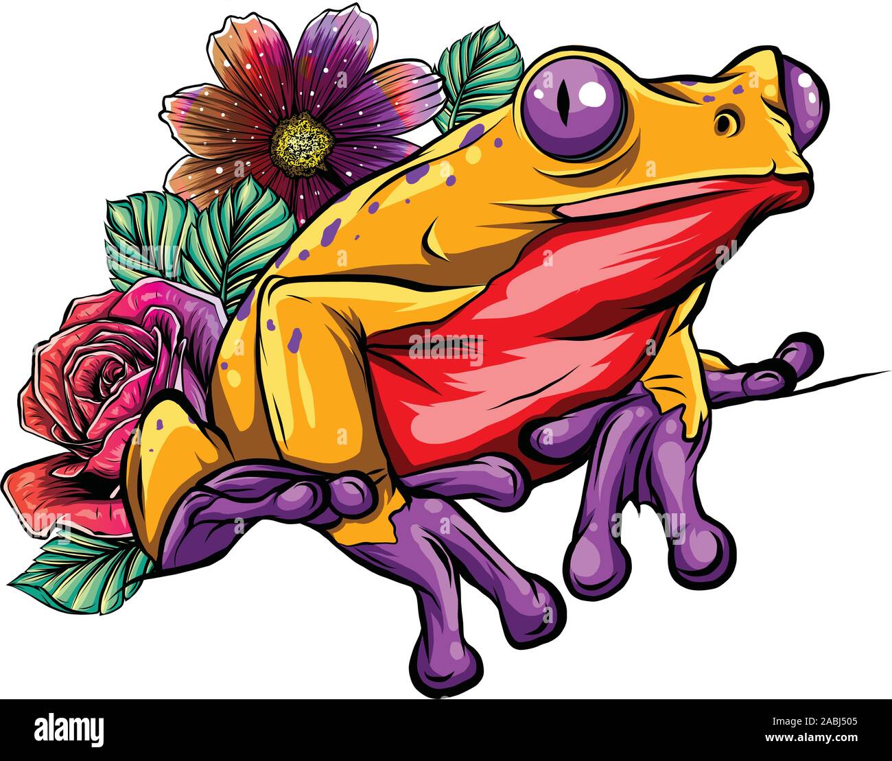 Ein cartoon Frosch Maskottchen Charakter zeigen Vector Illustration Stock Vektor