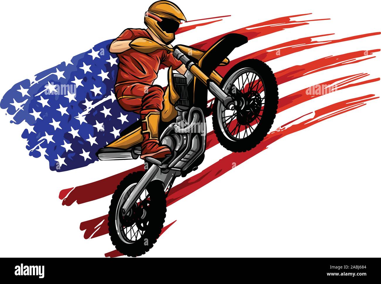 Motocross Fahrer auf einem Motorrad - Illustration Vektor Stock Vektor