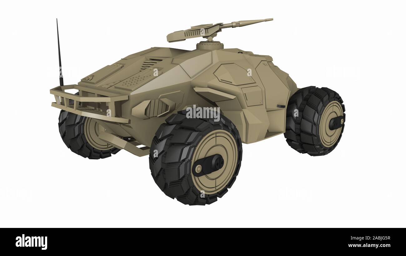 Militärfahrzeug High Mobility Multipurpose Rädern isoliert, 3D-Darstellung. Stockfoto