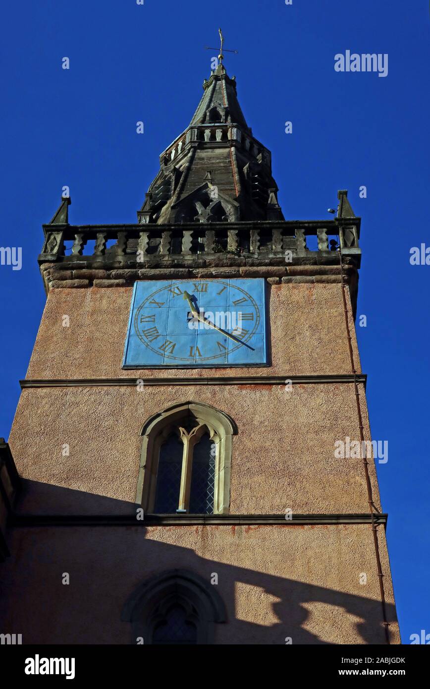 Tron Kirk Kirk Kirchturm Uhr, Tron Kirche, Trongate, Glasgow, Schottland, Großbritannien, G1 5HB Stockfoto