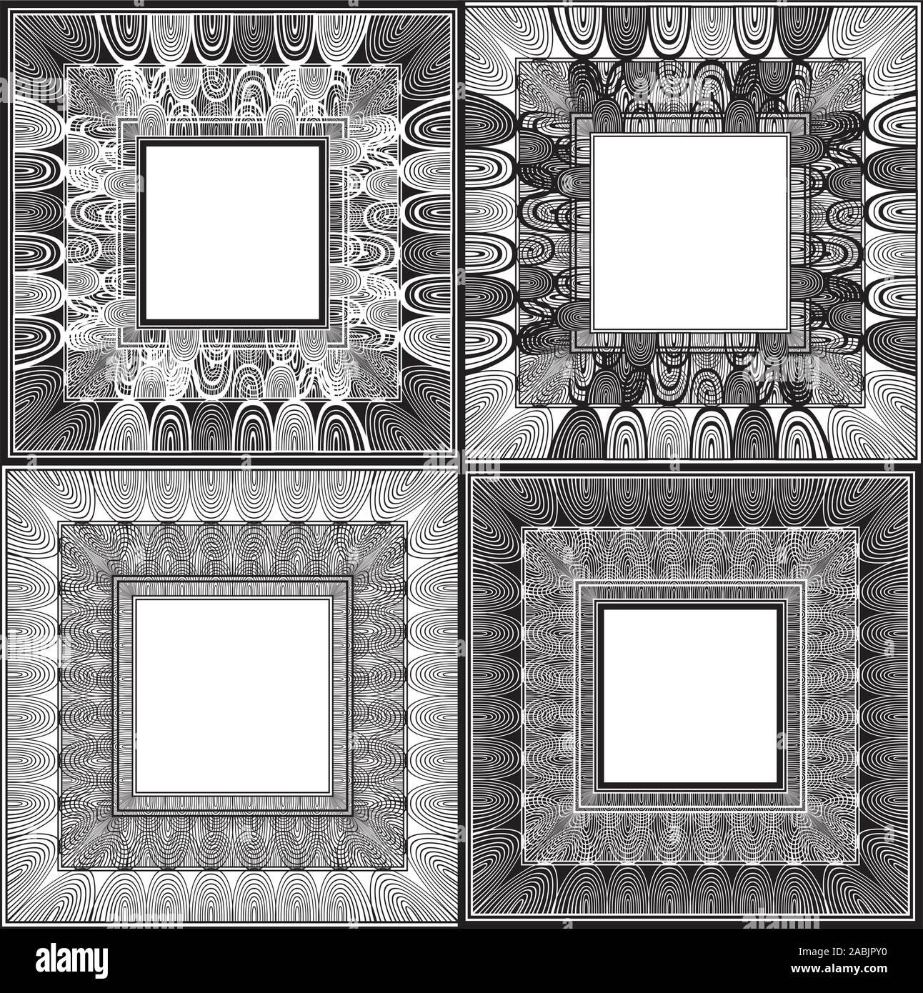 Quadratischen Rahmen Mit Einfachen Ornament Zentangle Oder Doodle Style In Schwarz Und Weiss Stock Vektorgrafik Alamy