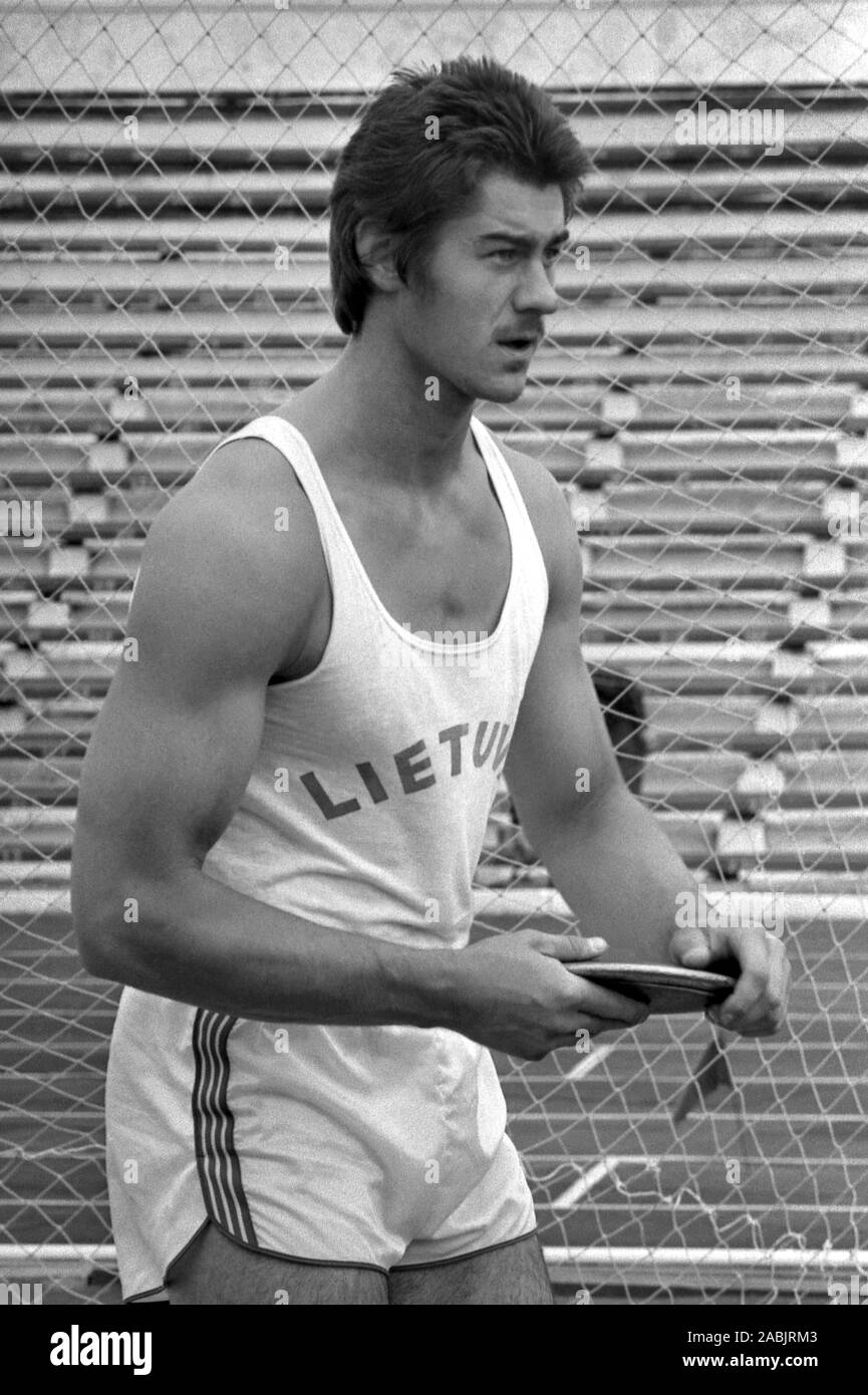 Männliche Diskuswerfer aus Litauen, eine Silbermedaille bei den Olympischen Sommerspielen 1988 für die udssr und eine Goldmedaille bei den olympischen Sommerspielen 1992 gewann für Li Stockfoto