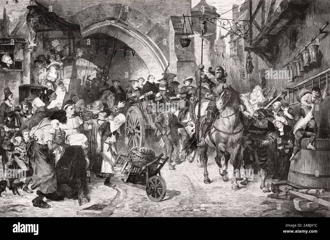 Ankunft von Martin Luther, der Reichstag von Worms, Edikt von Worms, 1521 Stockfoto