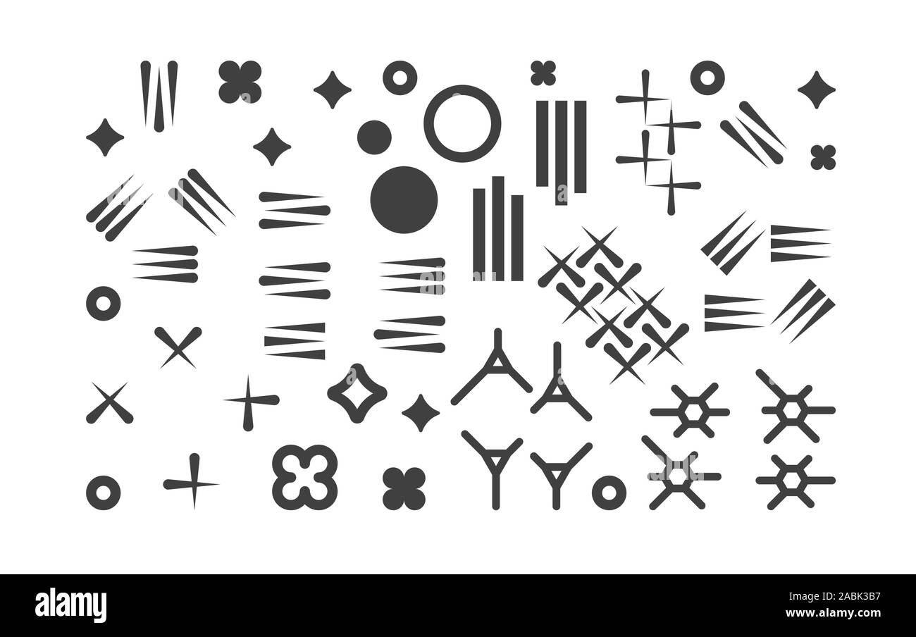 Abstrakte 1980s fashion Vektor Elemente für Memphis Design. Moderne grafische Formen Kollektion für trendige Muster. Trendy geometrische Hipster Stock Vektor