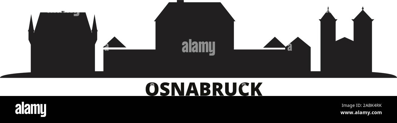 Deutschland, Osnabrück Skyline der Stadt isoliert Vector Illustration. Deutschland, Osnabrück reisen Stadtbild mit Referenzmarken Stock Vektor