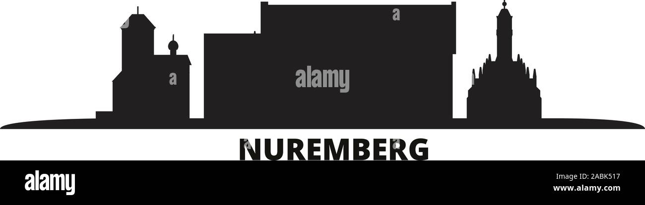 Deutschland, Nürnberg Skyline der Stadt isoliert Vector Illustration. Deutschland, Nürnberg reisen Stadtbild mit Referenzmarken Stock Vektor