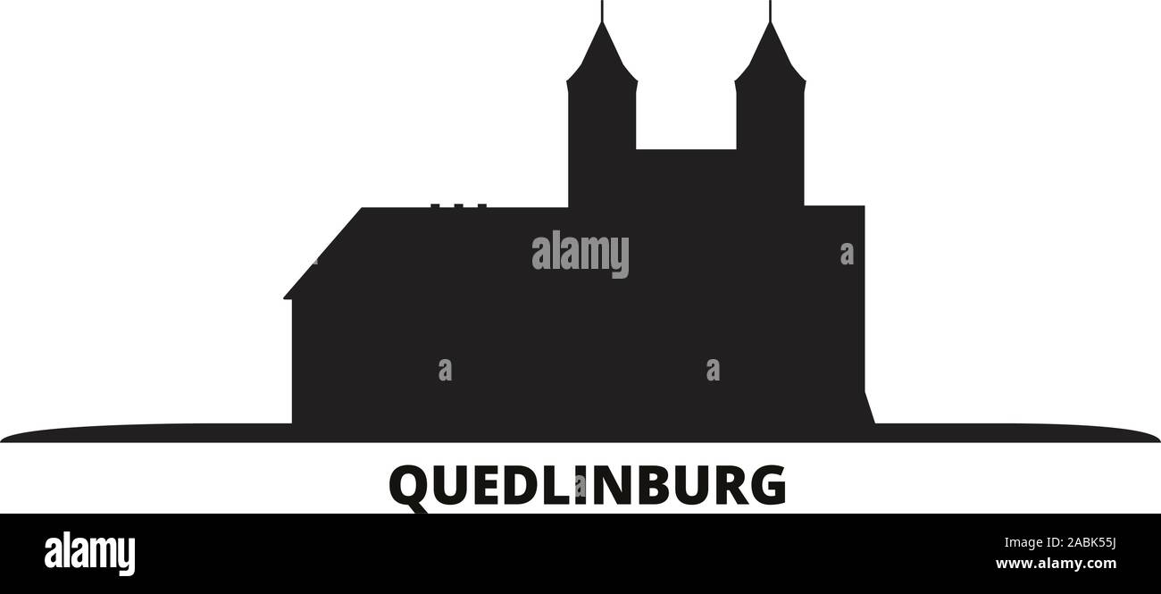 Deutschland, Quedlinburg Skyline der Stadt isoliert Vector Illustration. Deutschland, Quedlinburg reisen Stadtbild mit Referenzmarken Stock Vektor