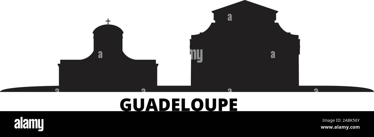 Guadeloupe Skyline der Stadt isoliert Vector Illustration. Guadeloupe reisen Stadtbild mit Referenzmarken Stock Vektor
