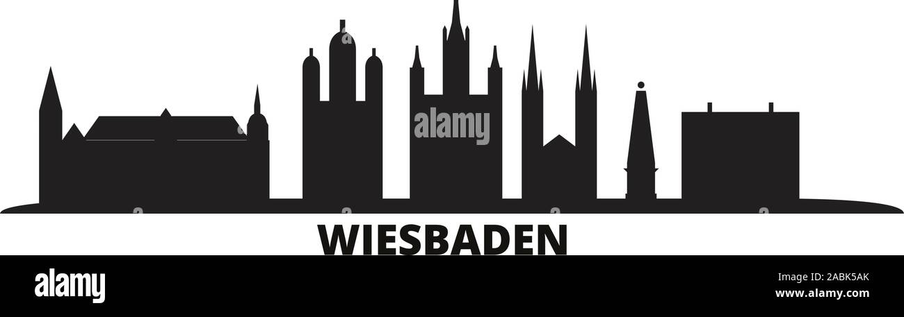 Deutschland, Wiesbaden Skyline der Stadt isoliert Vector Illustration. Deutschland, Wiesbaden reisen Stadtbild mit Referenzmarken Stock Vektor