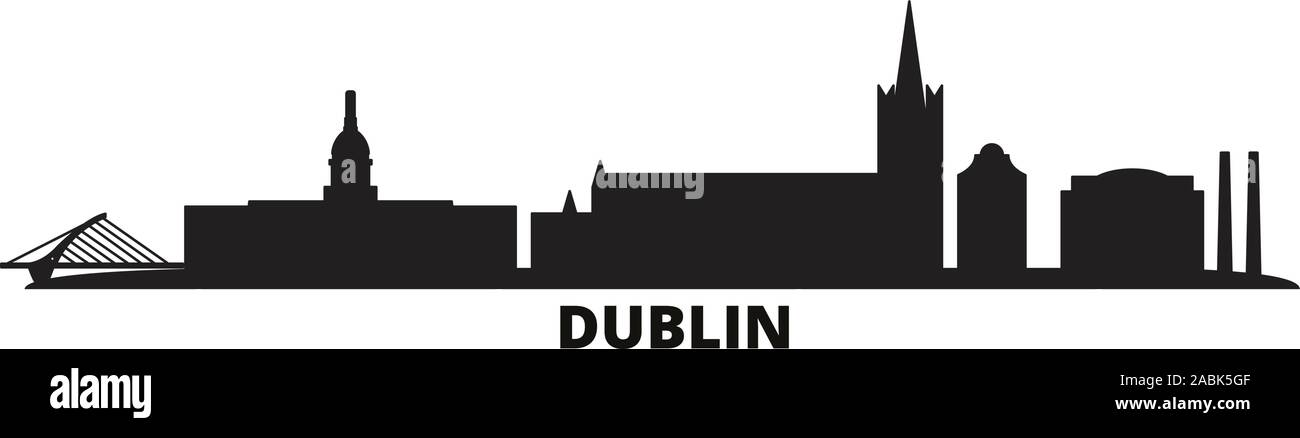 Irland, Dublin City Skyline isoliert Vector Illustration. Irland, Dublin reisen Stadtbild mit Referenzmarken Stock Vektor