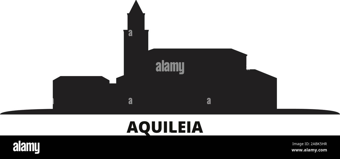 Italien, Aquileia Skyline der Stadt isoliert Vector Illustration. Italien, Aquileia reisen Stadtbild mit Referenzmarken Stock Vektor