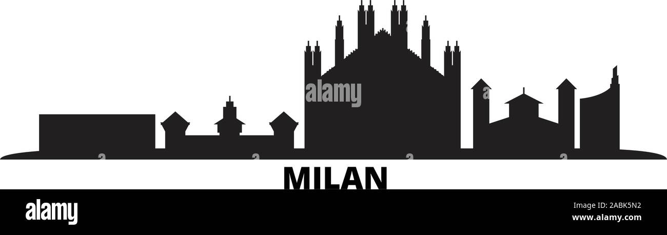 Italien, Mailand City Skyline der Stadt isoliert Vector Illustration. Italien, Mailand Stadt Stadtbild mit Referenzmarken Stock Vektor