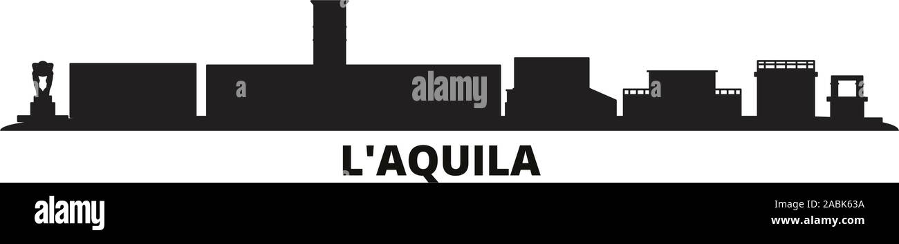 Italien, L'Aquila Skyline der Stadt isoliert Vector Illustration. Italien, L'Aquila reisen Stadtbild mit Referenzmarken Stock Vektor
