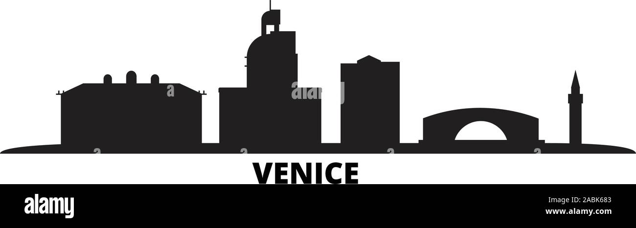 Italien, Venedig City Skyline der Stadt isoliert Vector Illustration. Italien, Venedig Stadt Stadtbild mit Referenzmarken Stock Vektor