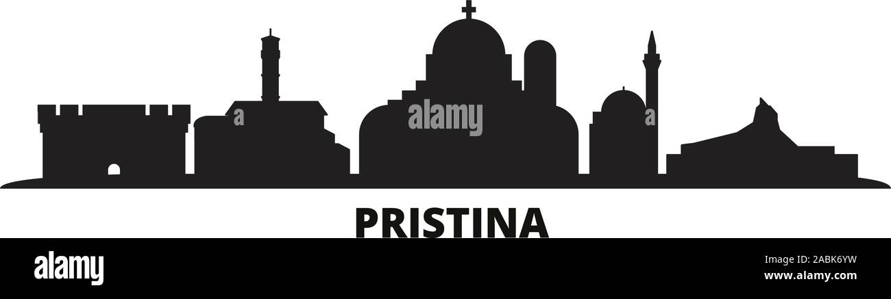 Kosovo, Pristina Skyline der Stadt isoliert Vector Illustration. Kosovo, Pristina reisen Stadtbild mit Referenzmarken Stock Vektor