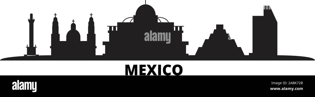 Mexiko, Mexico City Skyline der Stadt isoliert Vector Illustration. Mexiko, Mexico City reisen Stadtbild mit Referenzmarken Stock Vektor