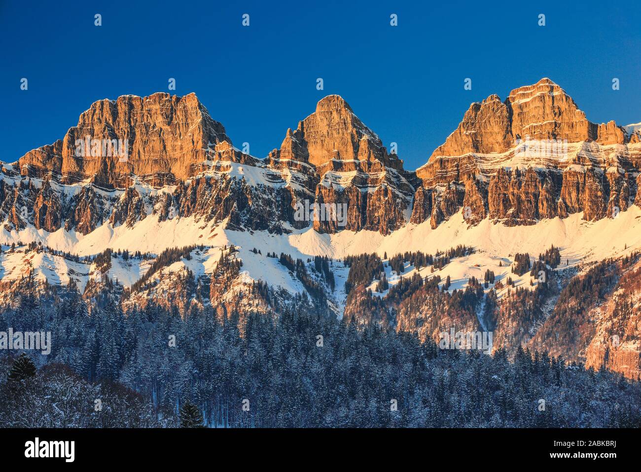 Churfirsten, ein Gebirge im Kanton St. Gallen, Schweiz Stockfoto