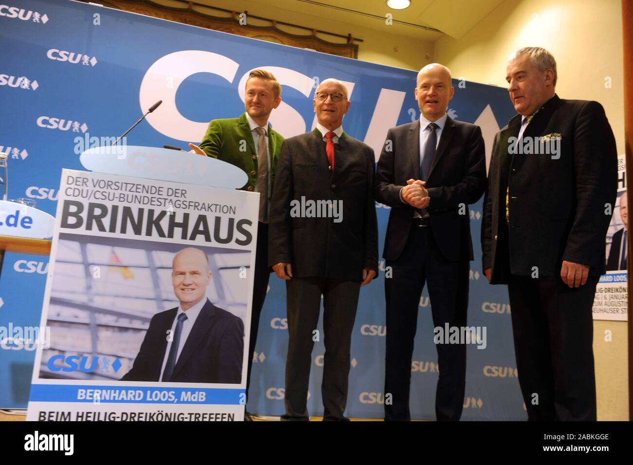 Von links nach rechts: Wolfgang Stefinger, Bernhard Loos, Ralph Brinkhaus und Ludwig Spaenle bei der CSU München Dreikoenigstreffen im Augustiner in der Neuhauser Straße links. [Automatisierte Übersetzung] Stockfoto