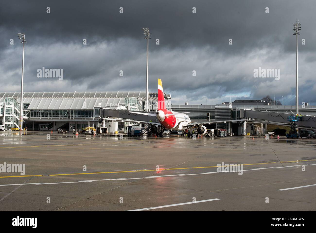 Schürze von Flughafen München [automatisierte Übersetzung] Stockfoto